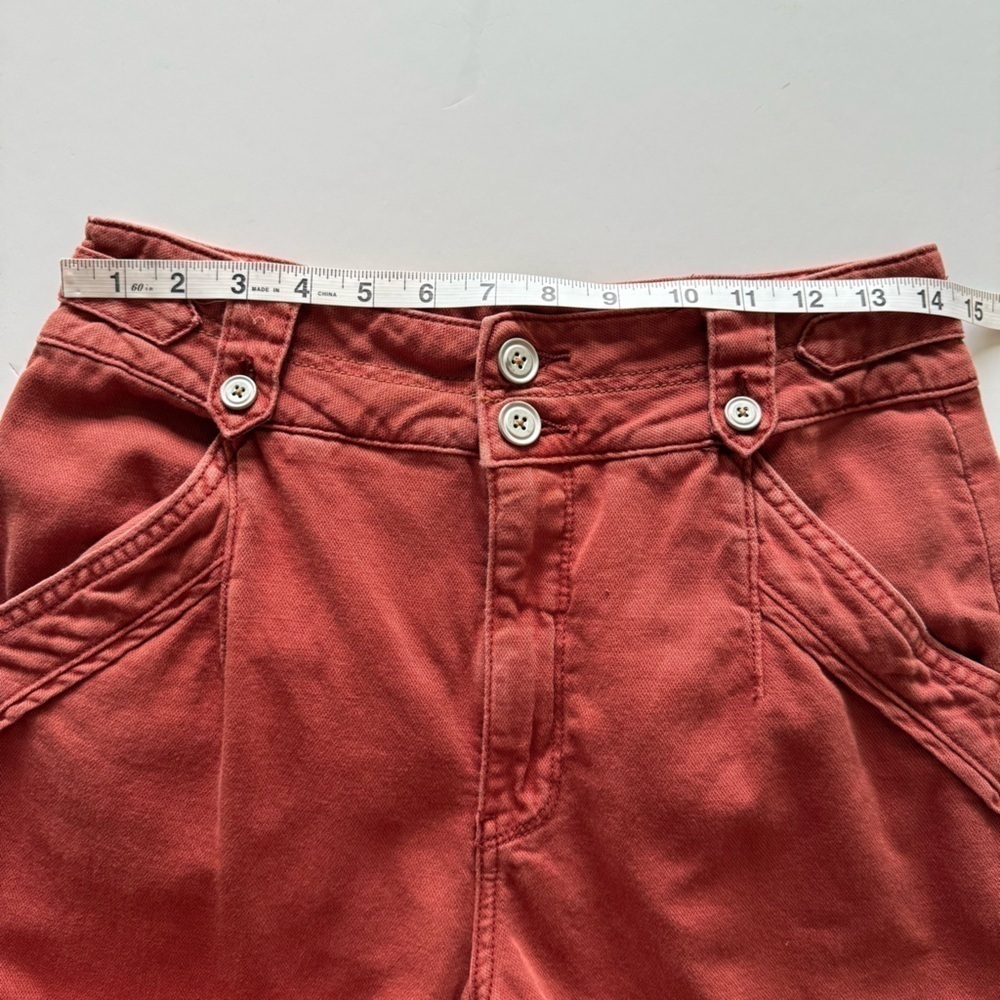 Pilcro Anthropologie Wide Leg High Rise Baggy Cargo Pants Women Sz 27 Terracotta - Picture 12 of 16
